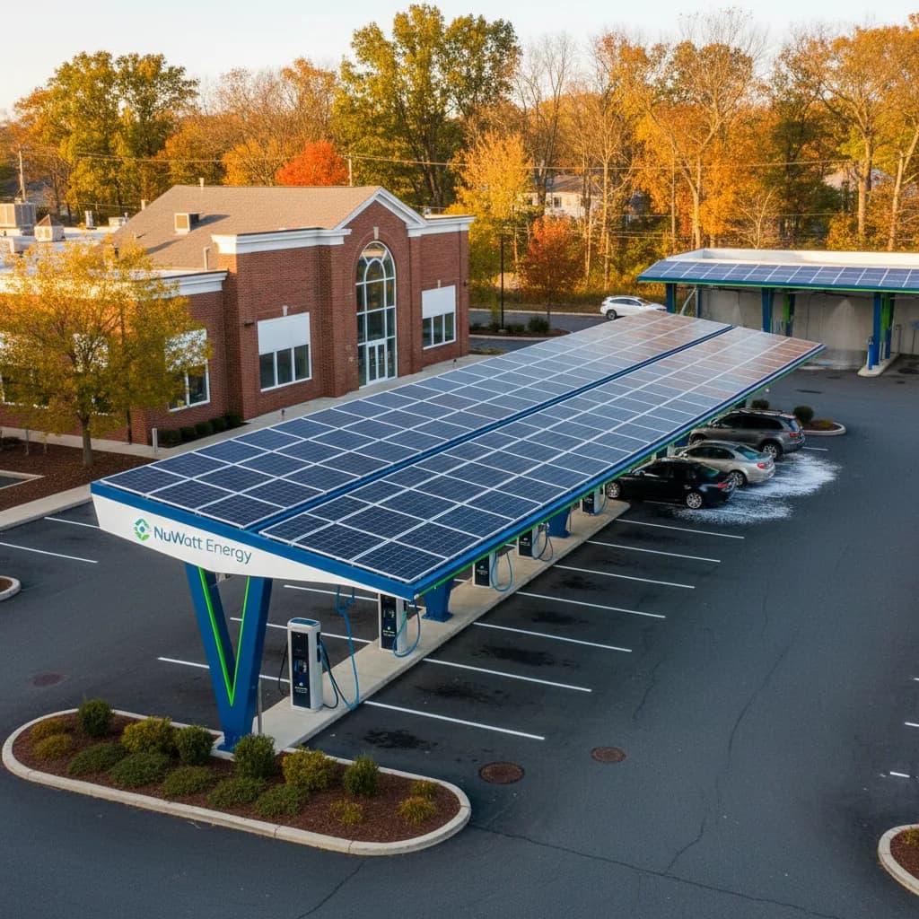 Commercial solar installation on large building rooftop