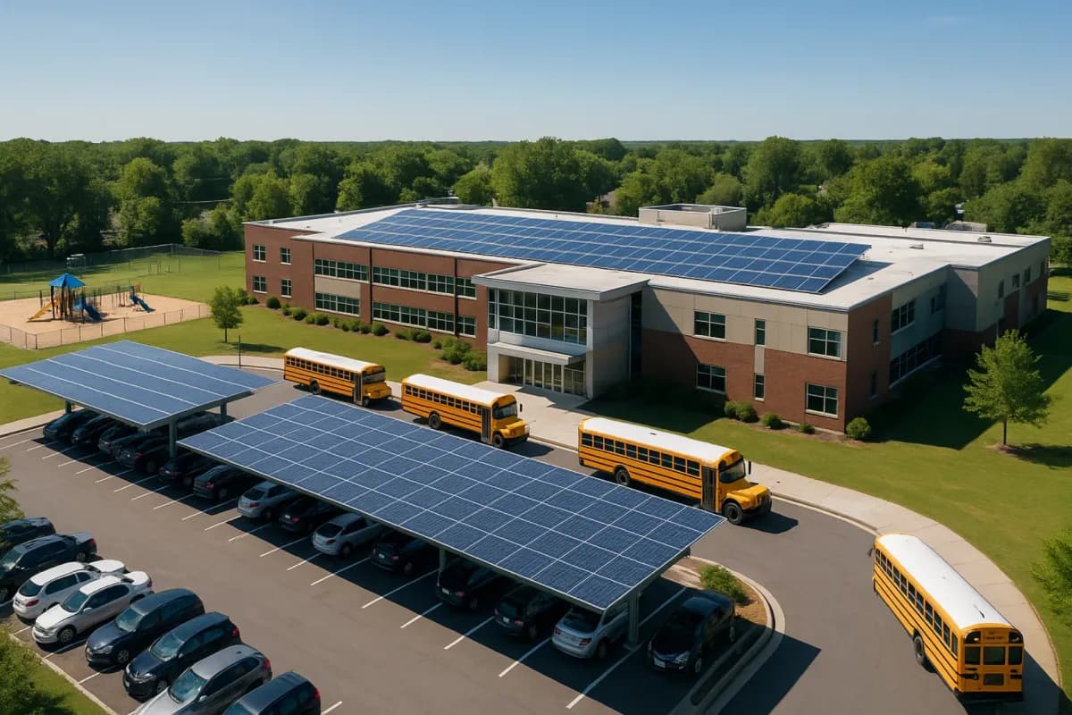 Charter school rooftop solar installation in Bridgeport Connecticut