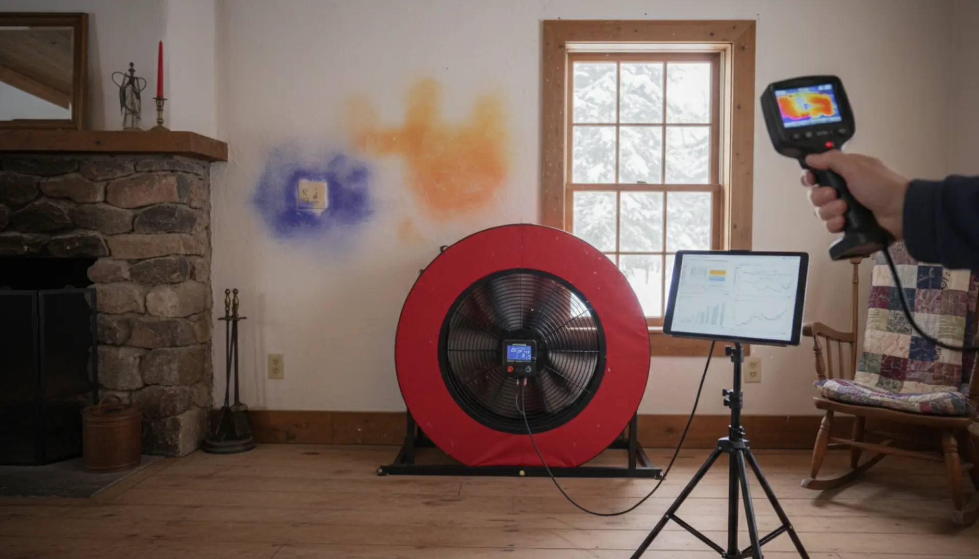 Efficiency Maine HESP home energy audit -- blower door testing and thermal imaging
