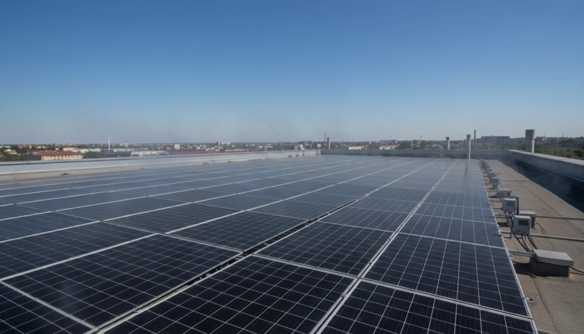 Solar panels performing on a hot rooftop during intense summer heat, showcasing temperature resilience