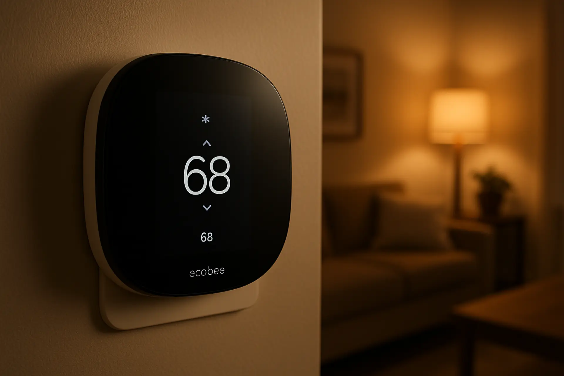 Smart thermostat showing optimal settings