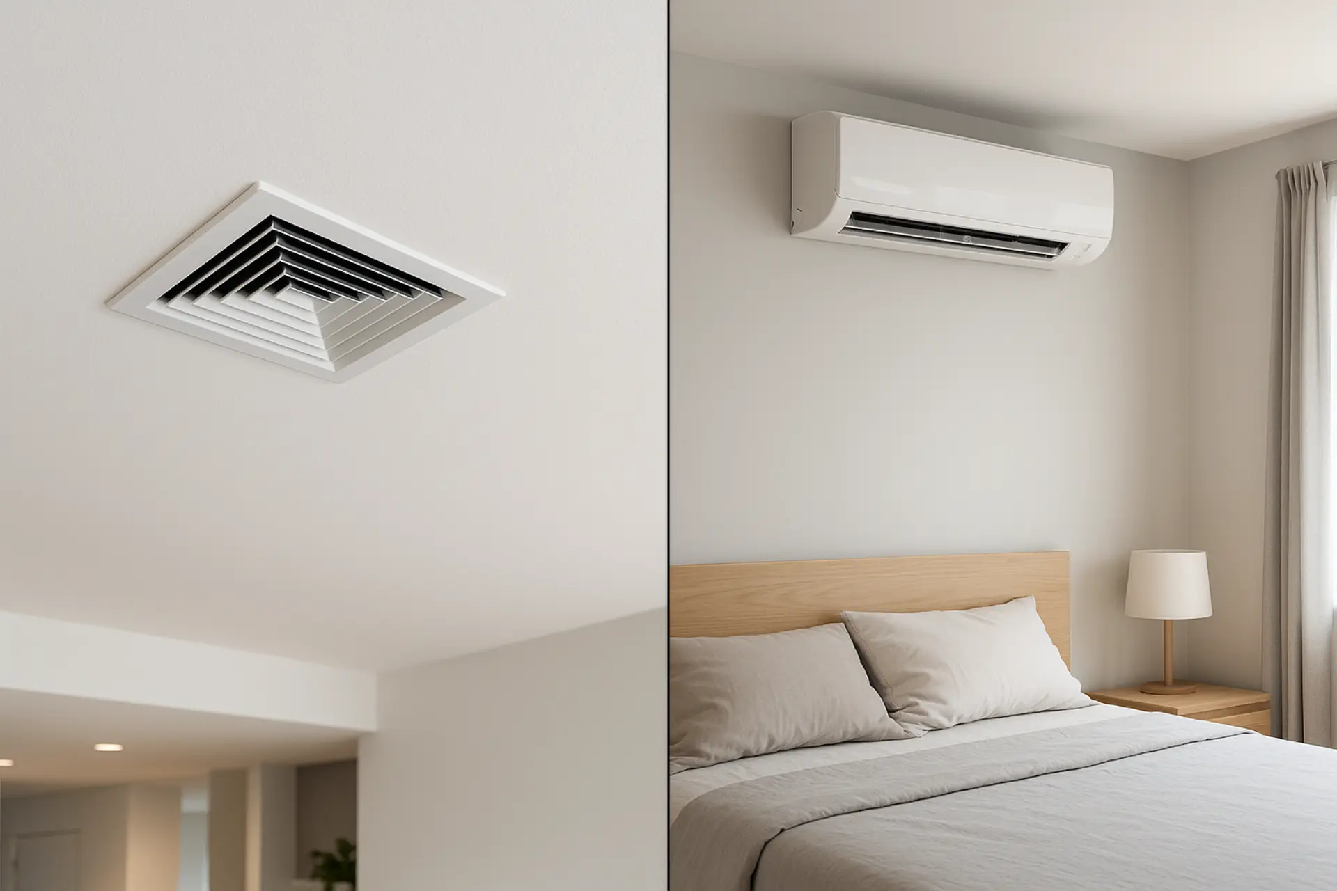 Split view of ductless and ducted systems