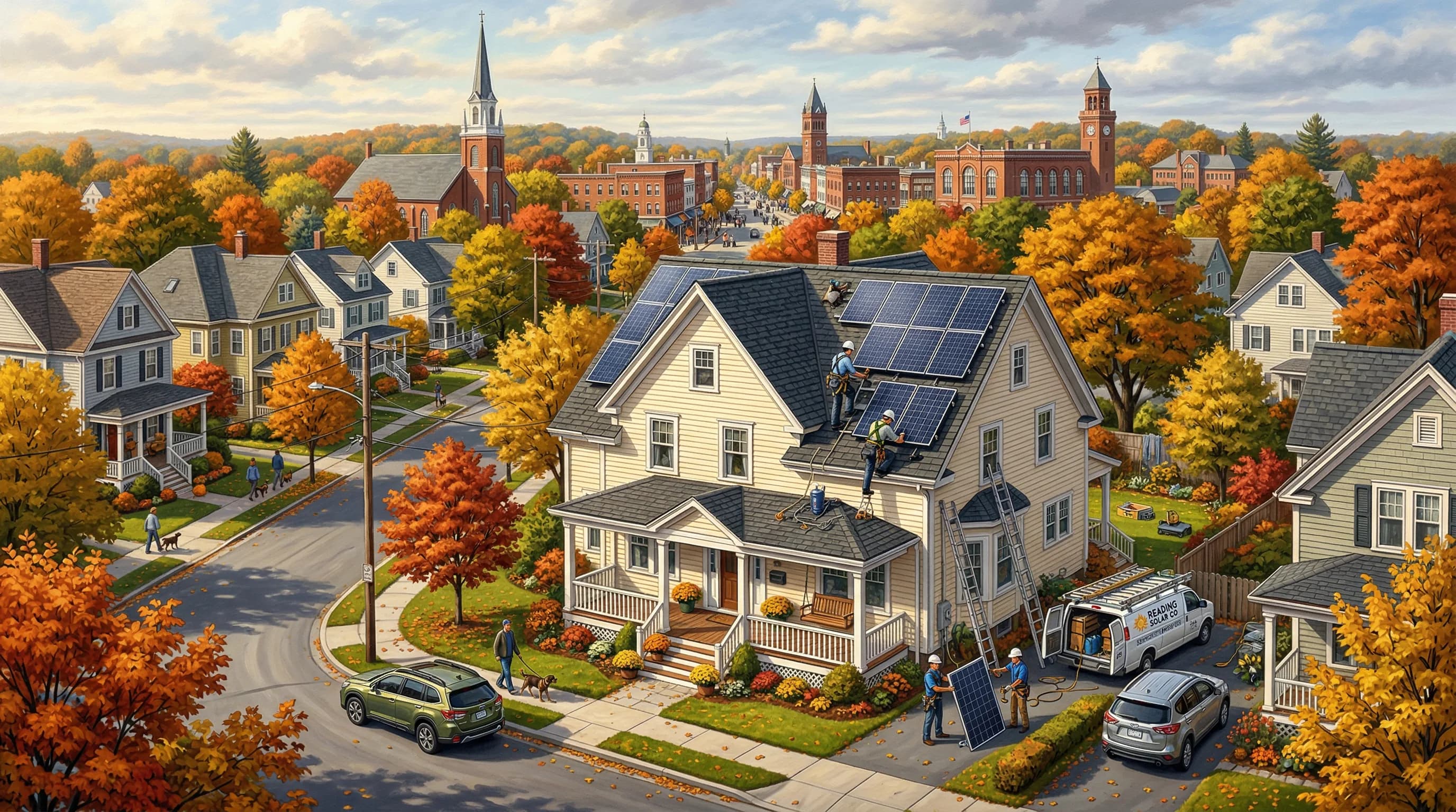 Solar panels in Reading, Massachusetts — Reading Municipal Light Department service area