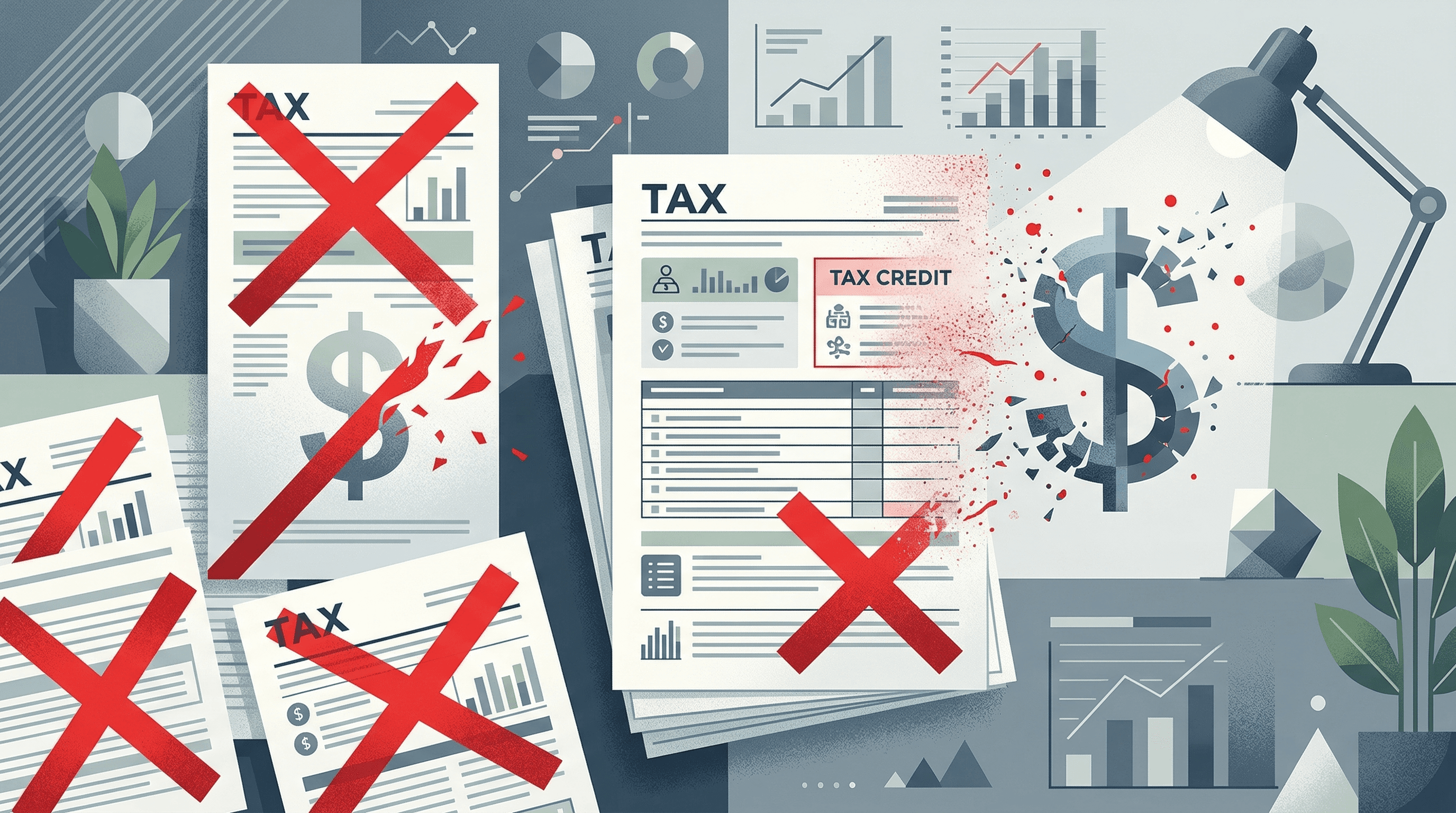 Illustration of expired tax credits with red X stamp