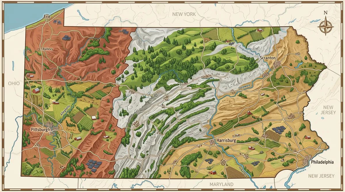 Pennsylvania geological regions for ground-mount solar foundation planning